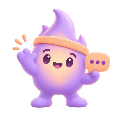 Spark, JINVO’s smiling purple fitness buddy, waving hello