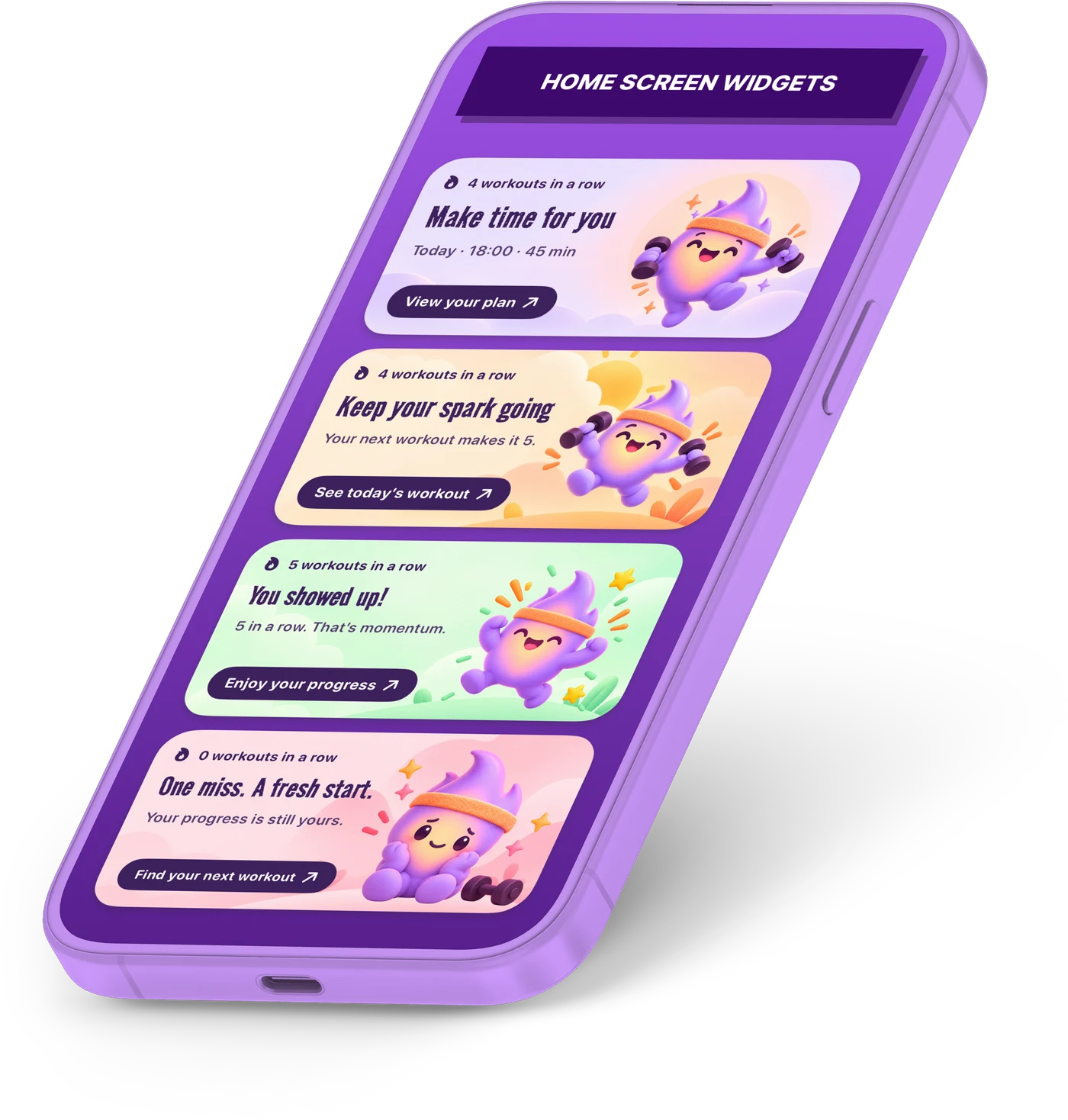 JINVO Home Screen widgets with Spark and training reminders